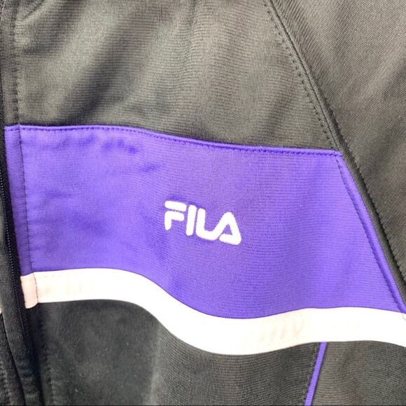 HP🏆 Vintage 90’s Y2K Fila Women’s Black Track Jacket Size Large - Picture 3 of 8